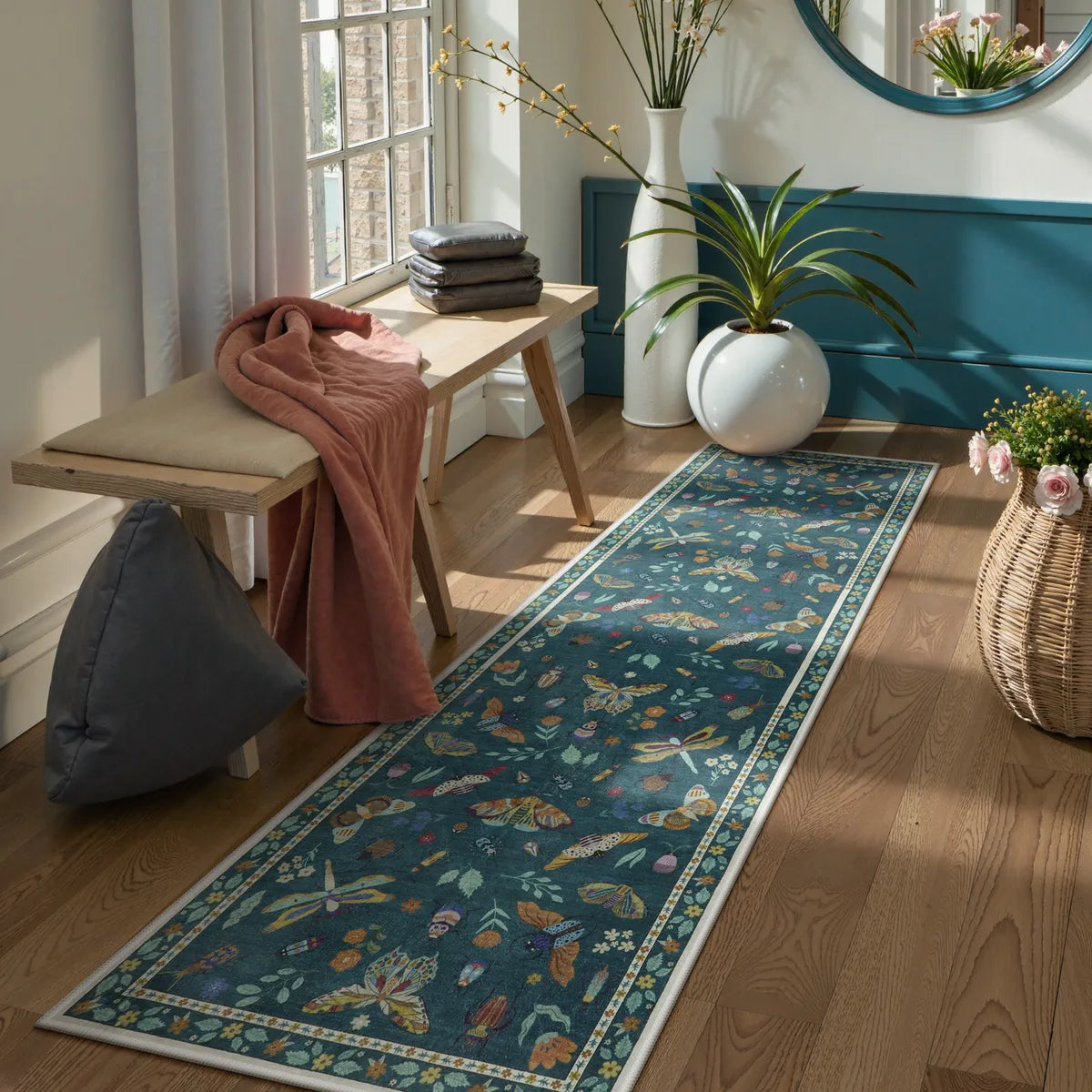 Vionnet Washable Modern Parisian Insect Green Area Rug Clearance Rugs Lahome