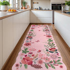 Flore Washable Boho Modern Parisian Floral Scalloped Pink Rug Area Rugs Lahome 2' x 6'