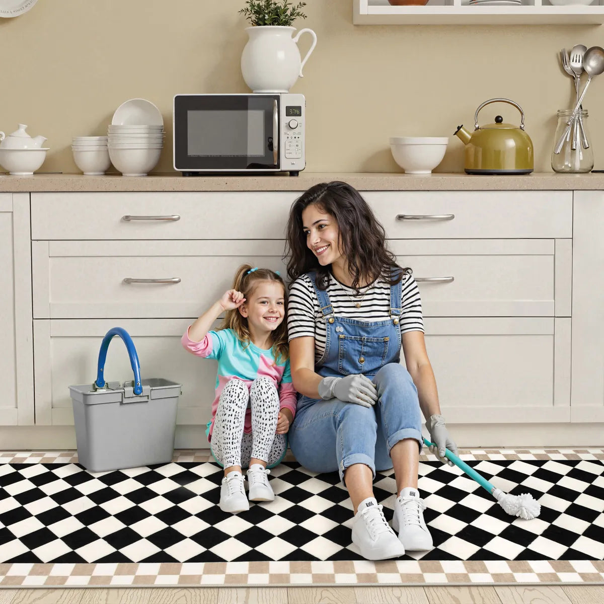 Virginie Washable Modern Checkerboard Black/White Rug Rugs Lahome