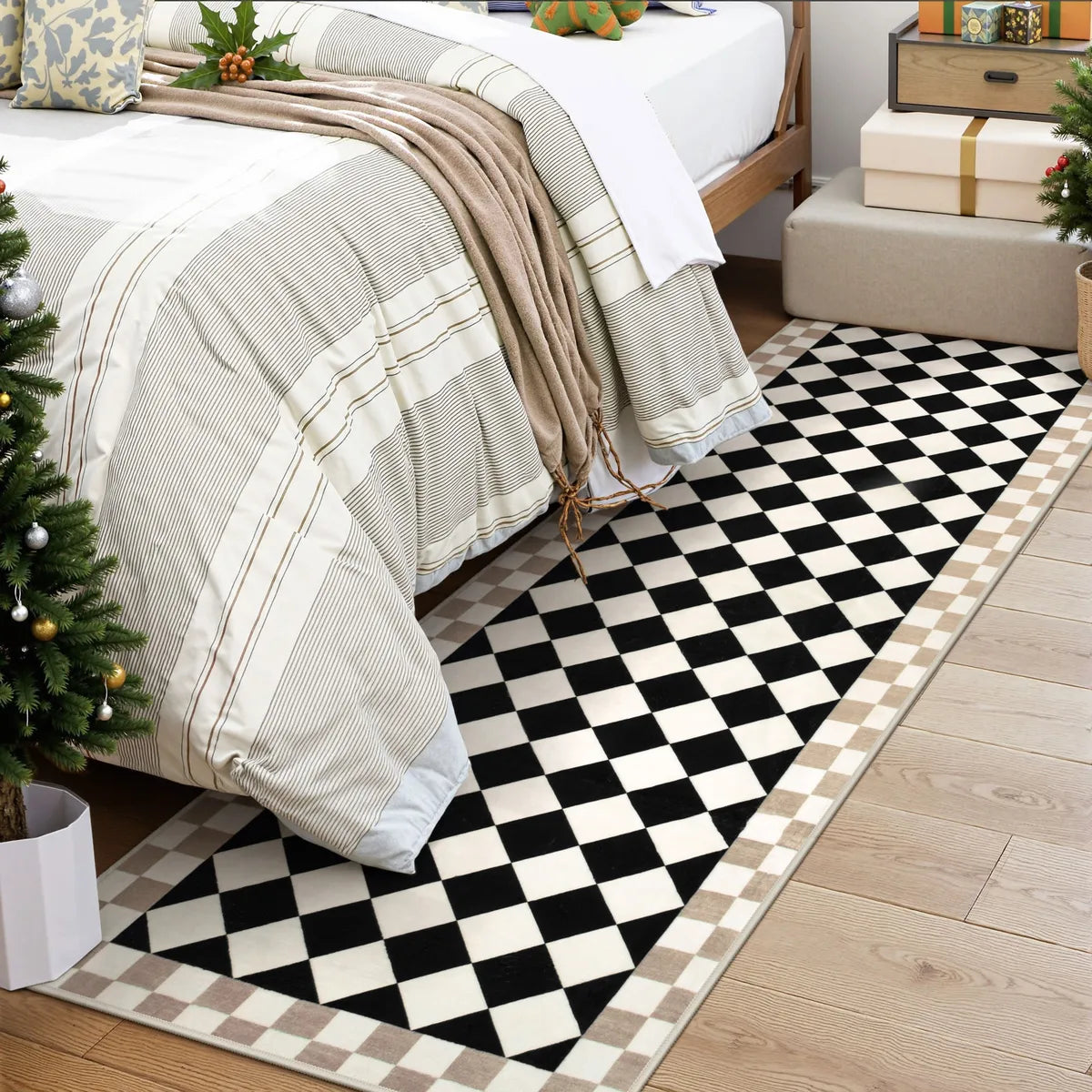 Virginie Washable Modern Checkerboard Black/White Rug Rugs Lahome