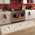 Olivier Christmas Washable Tree and Santa Beige Rug Area Rugs Lahome 2' x 8'
