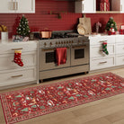 Olivier Christmas Washable Tree and Santa Red Rug Area Rugs Lahome 2' x 8'