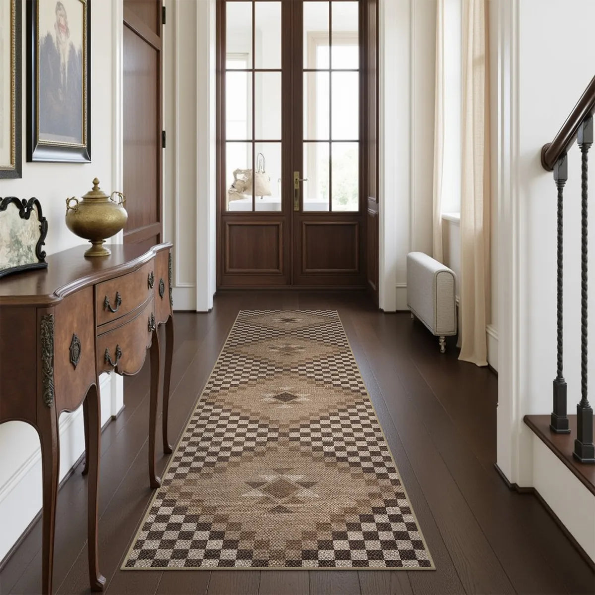 Lunette Washable Tribal Soft Easy Jute Tan Indoor/Outdoor Runner Rug Easy Jute Rug Lahome 2' x 8'