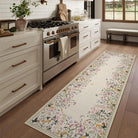 Solene Washable Modern Blooming Floral Garden Beige Rug Area Rugs Lahome 2'5" x 8'