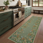 Solene Washable Modern Blooming Floral Garden Green Rug Area Rugs Lahome