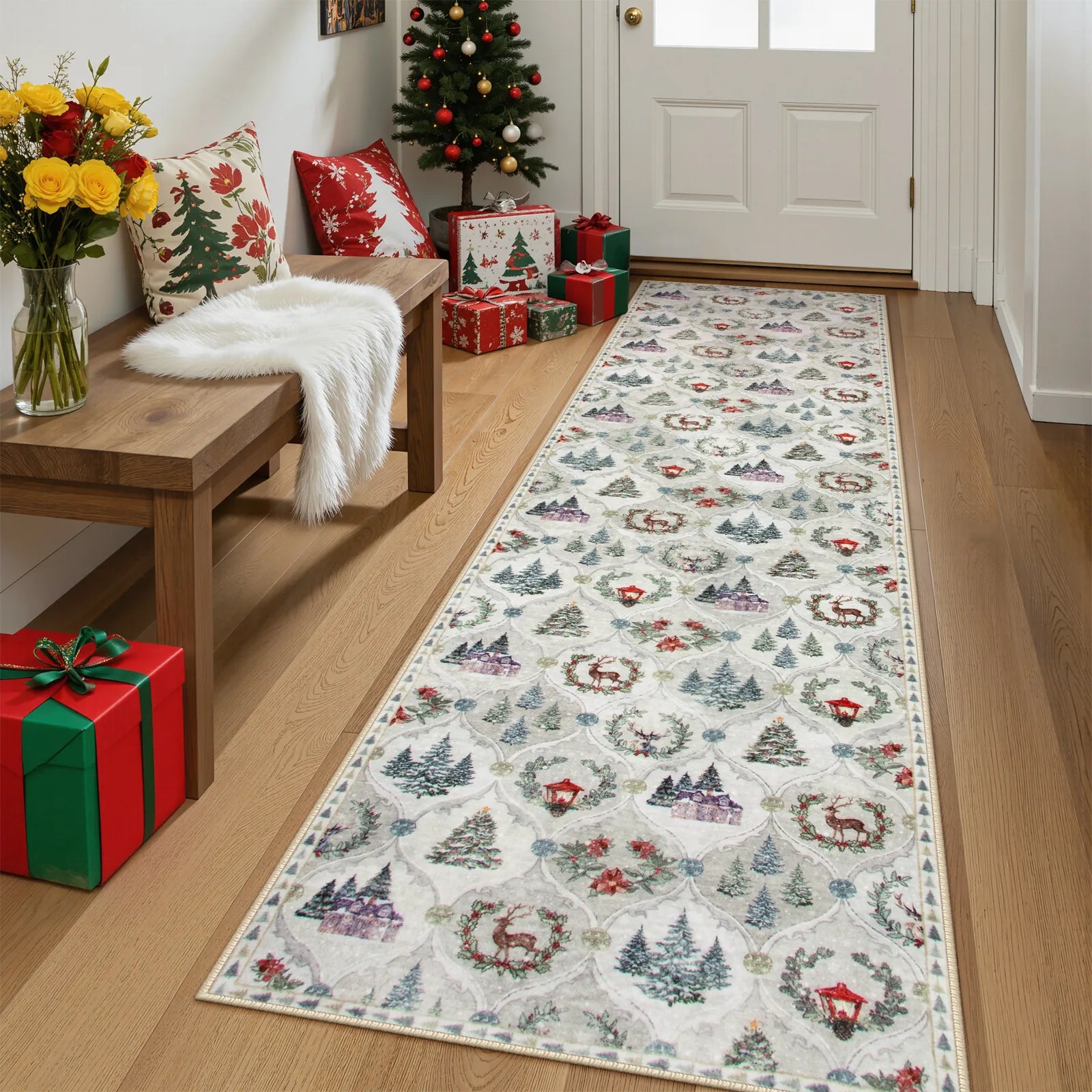 Pascal Christmas Washable World Moroccan Beige Rug Area Rugs Lahome 2' x 8'