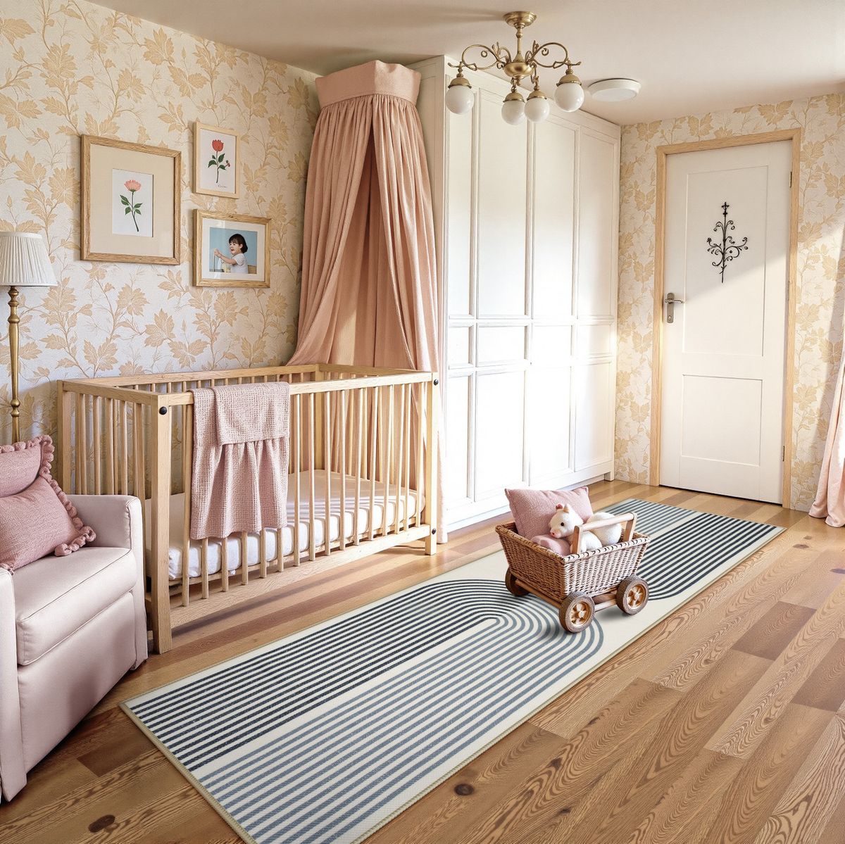 Sarrah Washable Modern Minimalism Rainbow Blue Runner Rug Runner Rugs Lahome