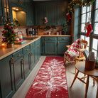 Velours Christmas Washable Tree and Snowflake Red Rug Area Rugs Lahome