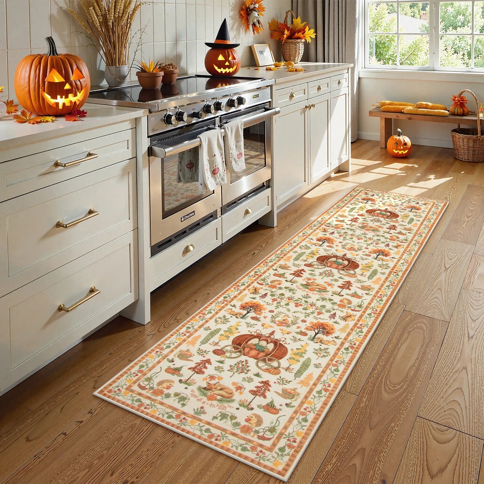 Violette Washable Halloween Pumpkin Yellow Rug Rugs Lahome
