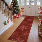 Perle Christmas Washable Crystal Snowflake Red Rug Area Rugs Lahome 2' x 8'