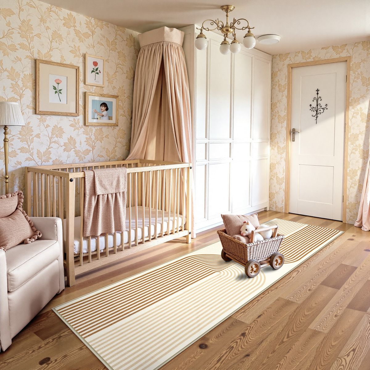 Sarrah Washable Modern Minimalism Rainbow Khaki Runner Rug Runner Rugs Lahome