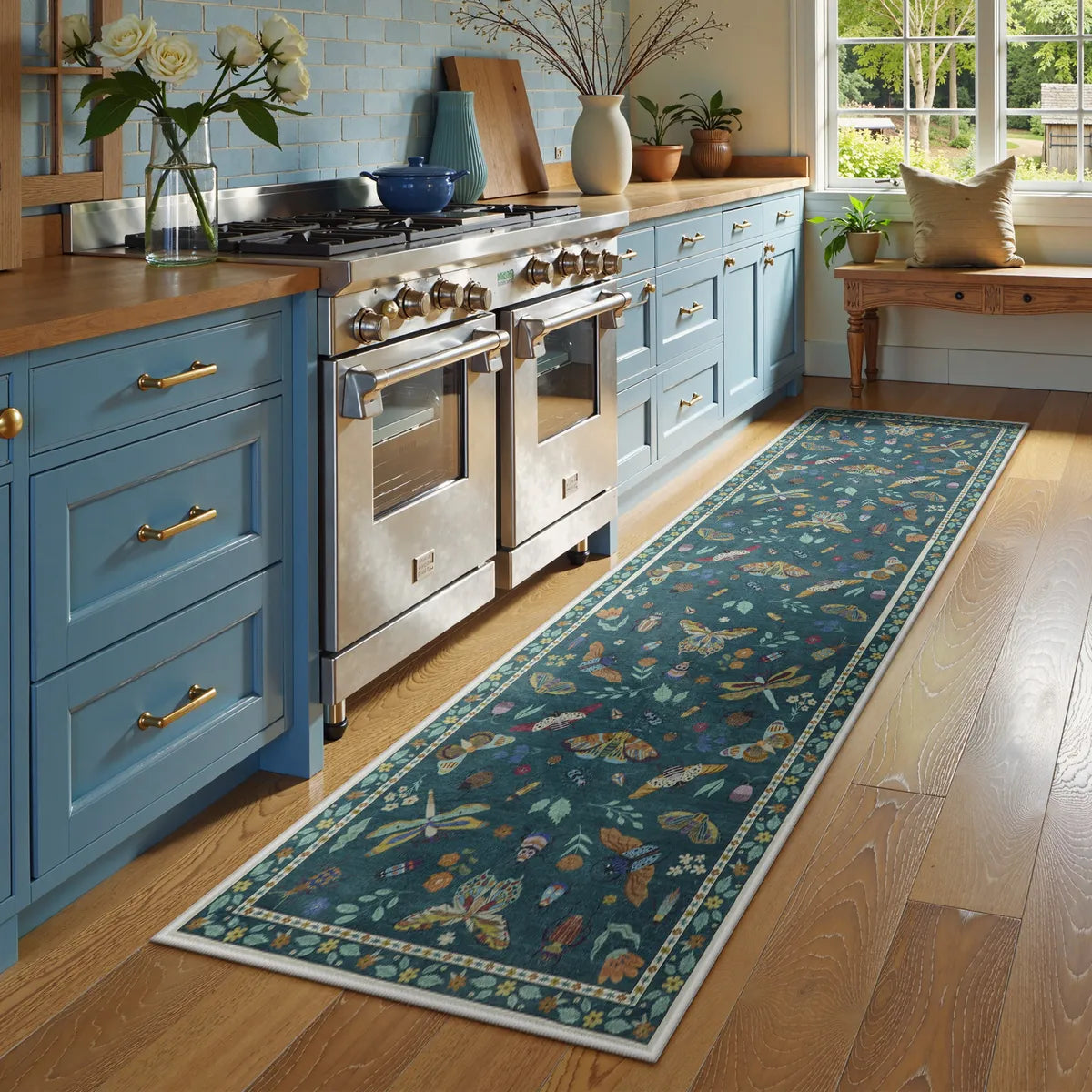 Vionnet Washable Modern Parisian Insect Green Area Rug Clearance Rugs Lahome