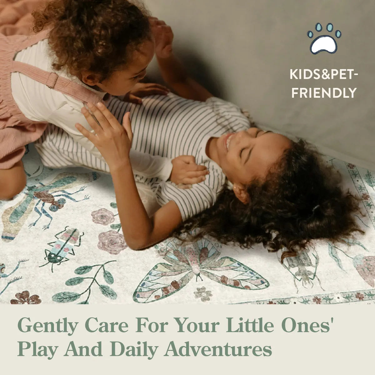 Vionnet Washable Modern Insect 3 Piece Beige Rug Set Rug Set Lahome