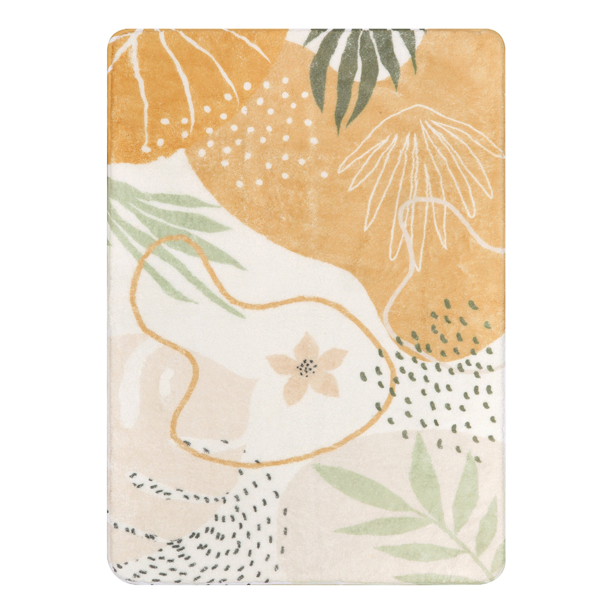 Kiki Washable Modern Botanical Leaf Print Taupe Rug Area Rugs Lahome