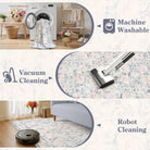 Liliane Washable Vintage Floral Grey Purple Rug Rugs Lahome