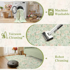 Liliane Washable Vintage Floral Green Rug Rugs Lahome