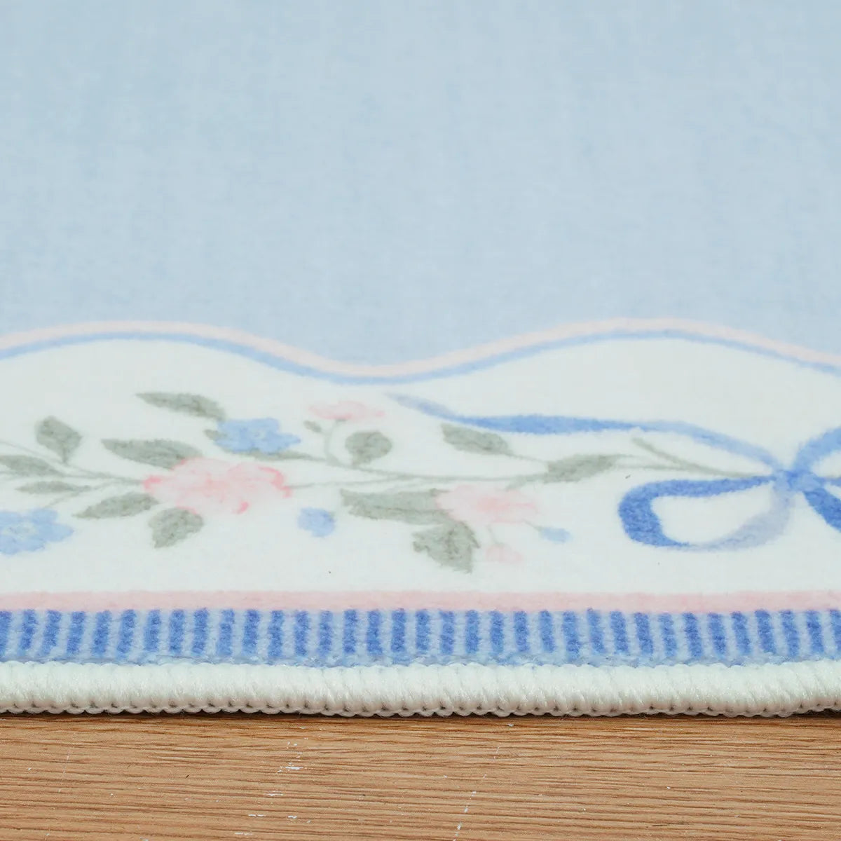 Maelis Washable Vintage Ribbon Blue Rug Rugs Lahome