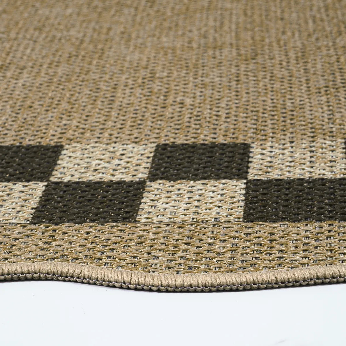 Linoe Washable Checkered Wavy Oatmeal Easy Jute Rug Rugs Lahome