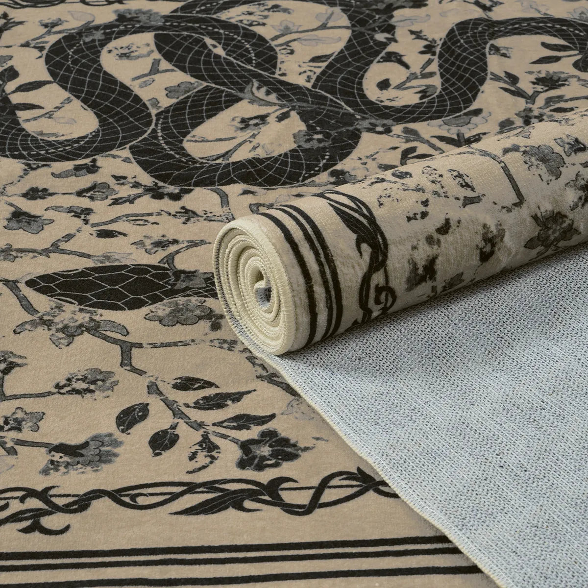 Serpente Washable Mystical Snake Brown Rug Area Rugs Lahome