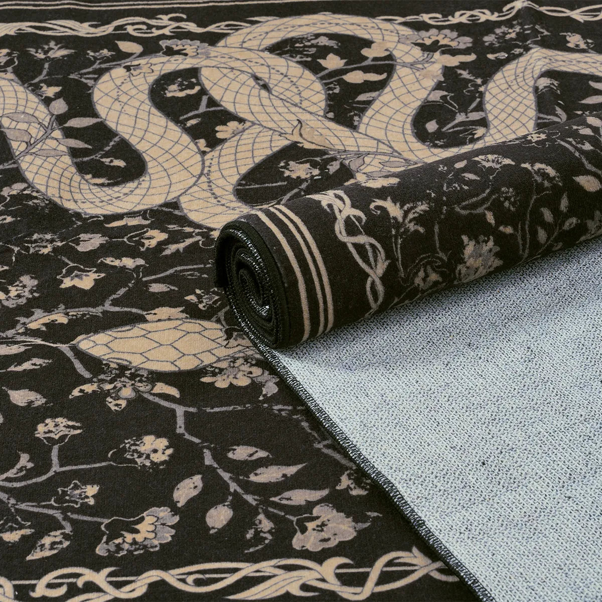 Serpente Washable Mystical Snake Black Rug Area Rugs Lahome