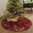 Perle Christmas Washable Crystal Snowflake Red Rug Area Rugs Lahome 3' Round
