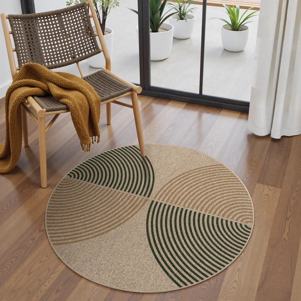 Enfys Washable Modern Rainbow Easy Jute Natural/Beige Indoor/Outdoor Rug Clearance Rugs Lahome 3' Round