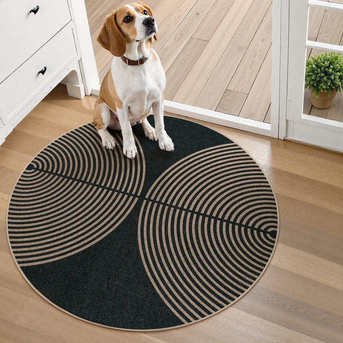 Enfys Washable Modern Rainbow Easy Jute Black Indoor/Outdoor Rug Clearance Rugs Lahome