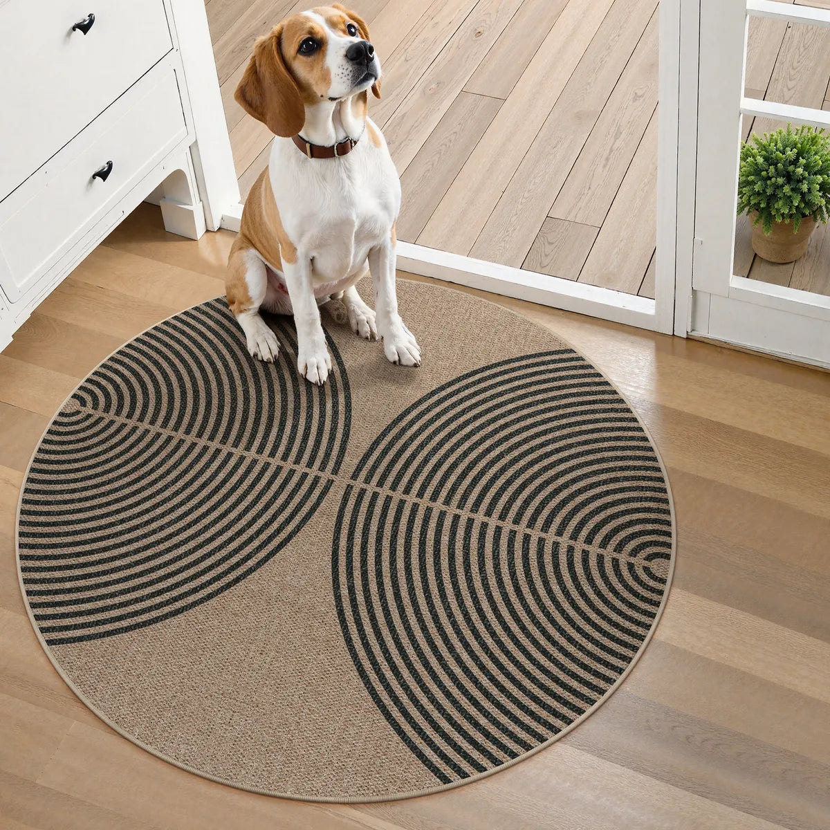 Enfys Washable Modern Rainbow Easy Jute Khaki Indoor/Outdoor Rug Clearance Rugs Lahome