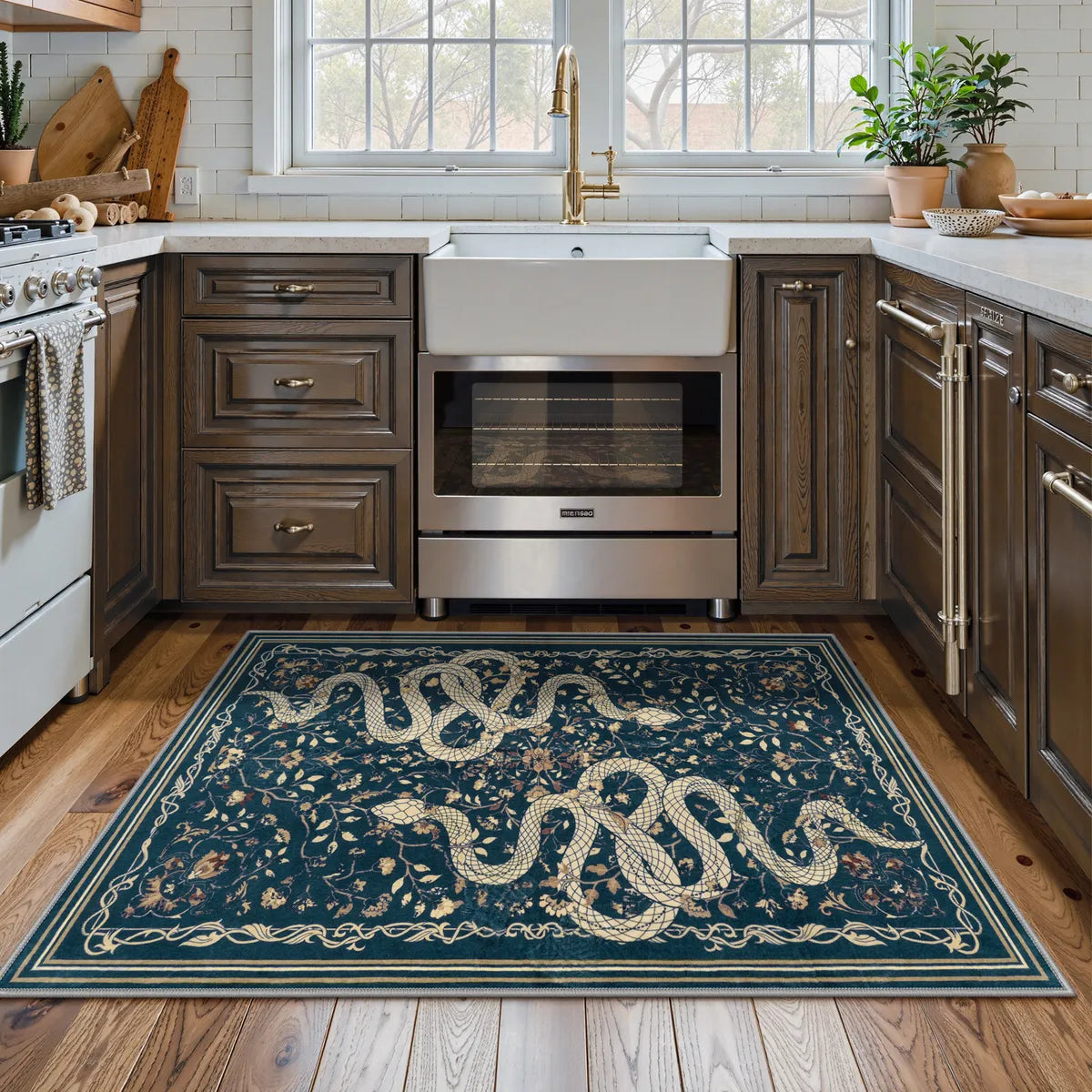 Serpente Washable Mystical Snake Blue Rug Area Rugs Lahome