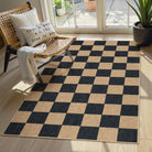 Colette Washable Checkered Easy Jute Black 3x5 Indoor/Outdoor Rug Clearance Rugs Lahome 3' x 5'