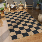 Colette Washable Checkered Easy Jute Black 3x5 Indoor/Outdoor Rug Clearance Rugs Lahome