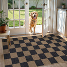 Colette Washable Checkered Easy Jute Dark Brown Indoor/Outdoor Rug Easy Jute Area Rug Lahome