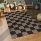 Colette Washable Checkered Easy Jute Dark Brown Indoor/Outdoor Rug Easy Jute Area Rug Lahome 3' x 5'