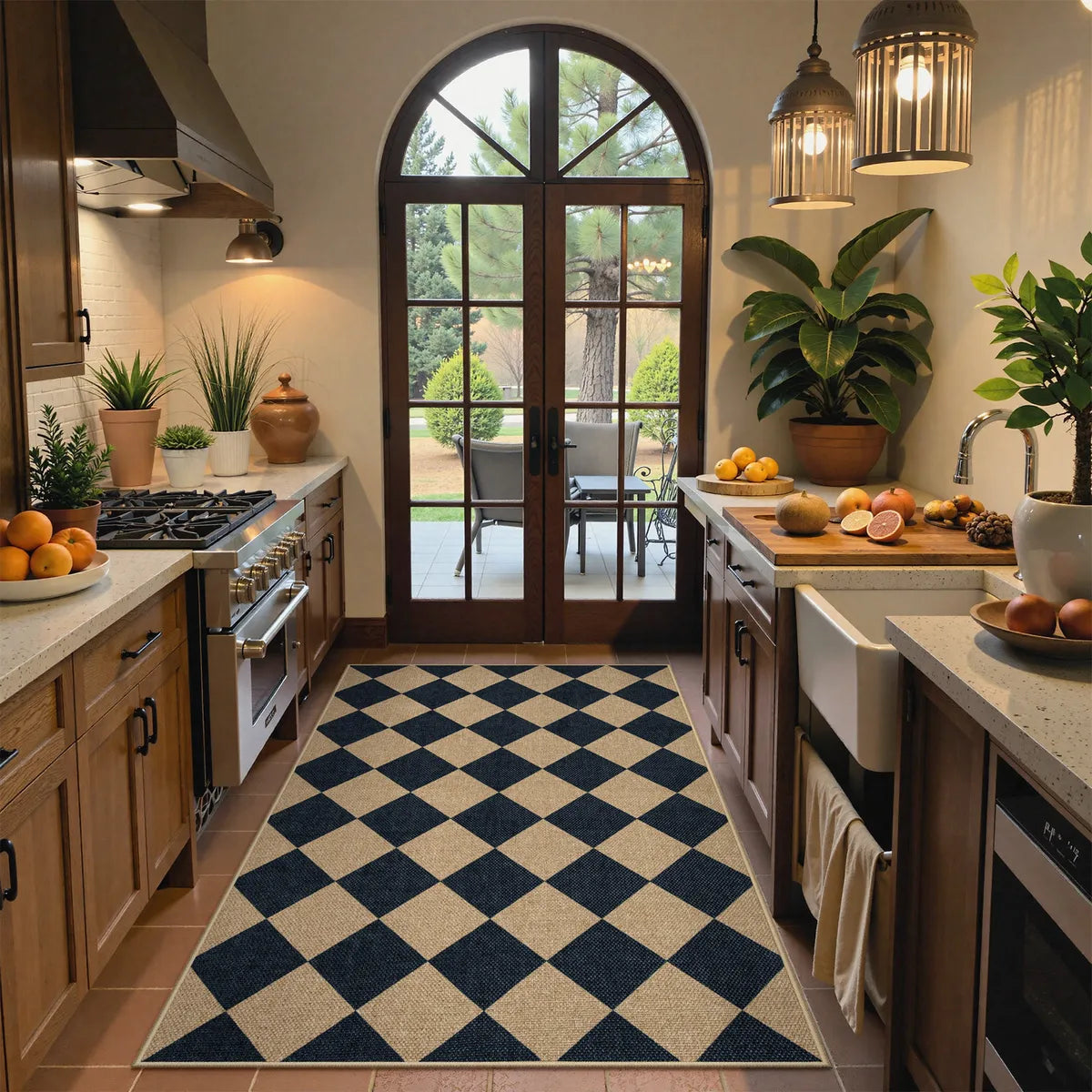 Coline Washable Geometric Checkered Easy Jute Black Indoor/Outdoor Rug Easy Jute Area Rug Lahome