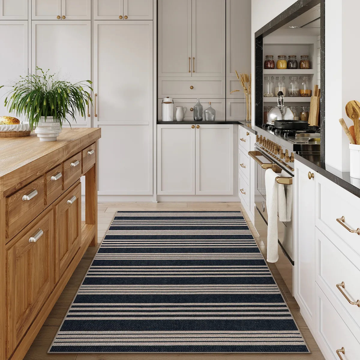 Elance Washable Modern Stripe Easy Jute Mix Black Indoor/Outdoor Rug Easy Jute Rug Lahome