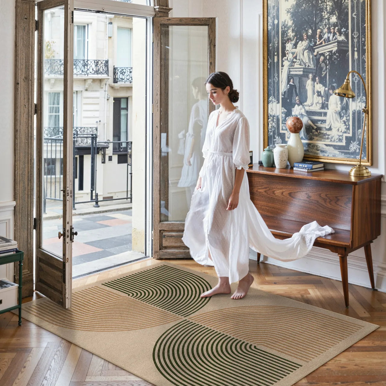 Enfys Washable Modern Rainbow Easy Jute Natural/Beige Indoor/Outdoor Rug Clearance Rugs Lahome