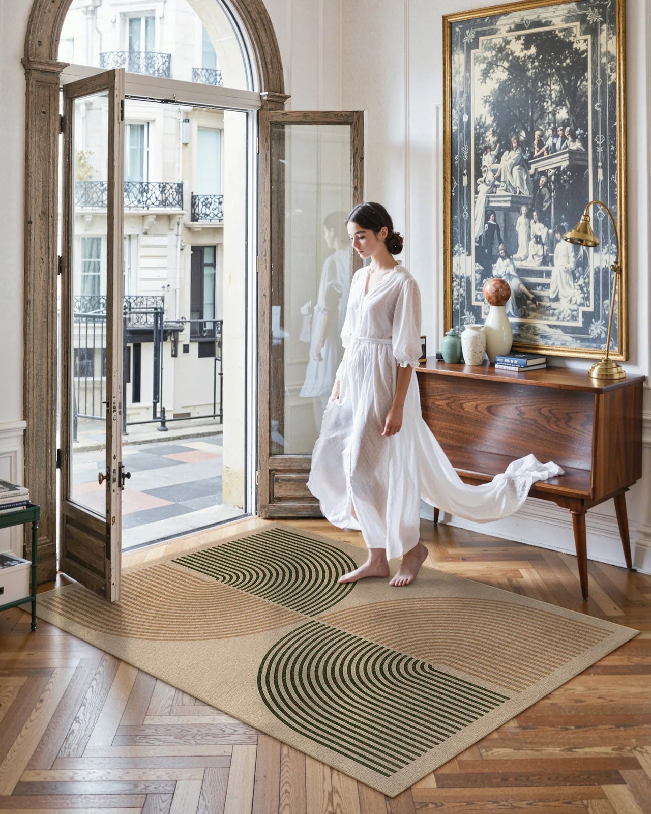 Enfys Washable Modern Rainbow Easy Jute Natural/Beige Indoor/Outdoor Rug Clearance Rugs Lahome