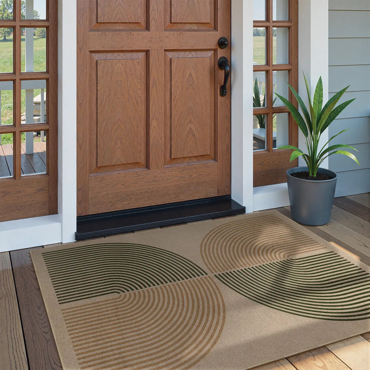 Enfys Washable Modern Rainbow Easy Jute Natural/Beige Indoor/Outdoor Rug Clearance Rugs Lahome