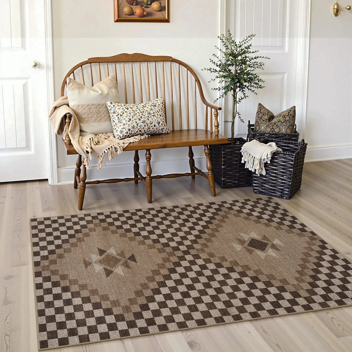 Lunette Washable Tribal Soft Easy Jute Tan Indoor/Outdoor Runner Rug Easy Jute Rug Lahome 3' x 5'