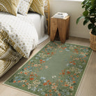 Solene Washable Modern Blooming Floral Garden Green Rug Area Rugs Lahome
