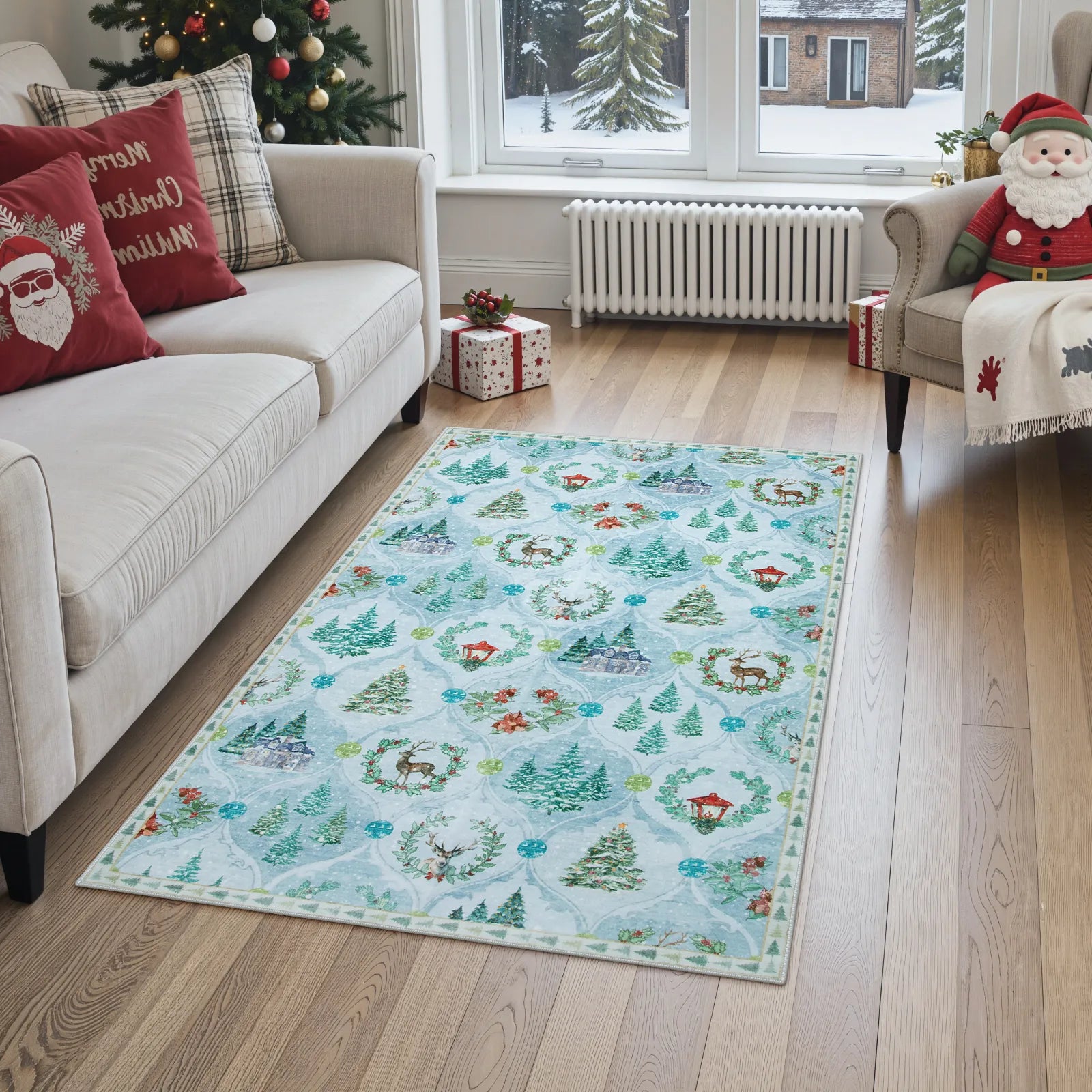 Pascal Christmas Washable World Moroccan Blue Rug Area Rugs Lahome