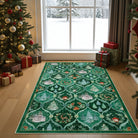 Pascal Christmas Washable World Moroccan Green Rug Area Rugs Lahome 3' x 5'