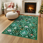 Pascal Christmas Washable World Moroccan Green Rug Area Rugs Lahome