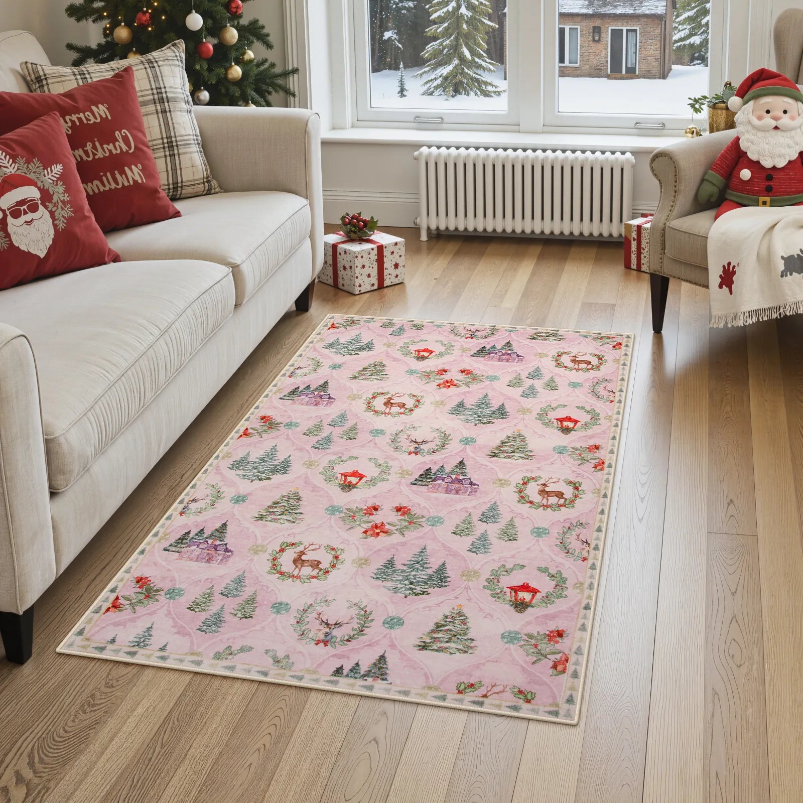 Pascal Christmas Washable World Moroccan Pink Rug Area Rugs Lahome