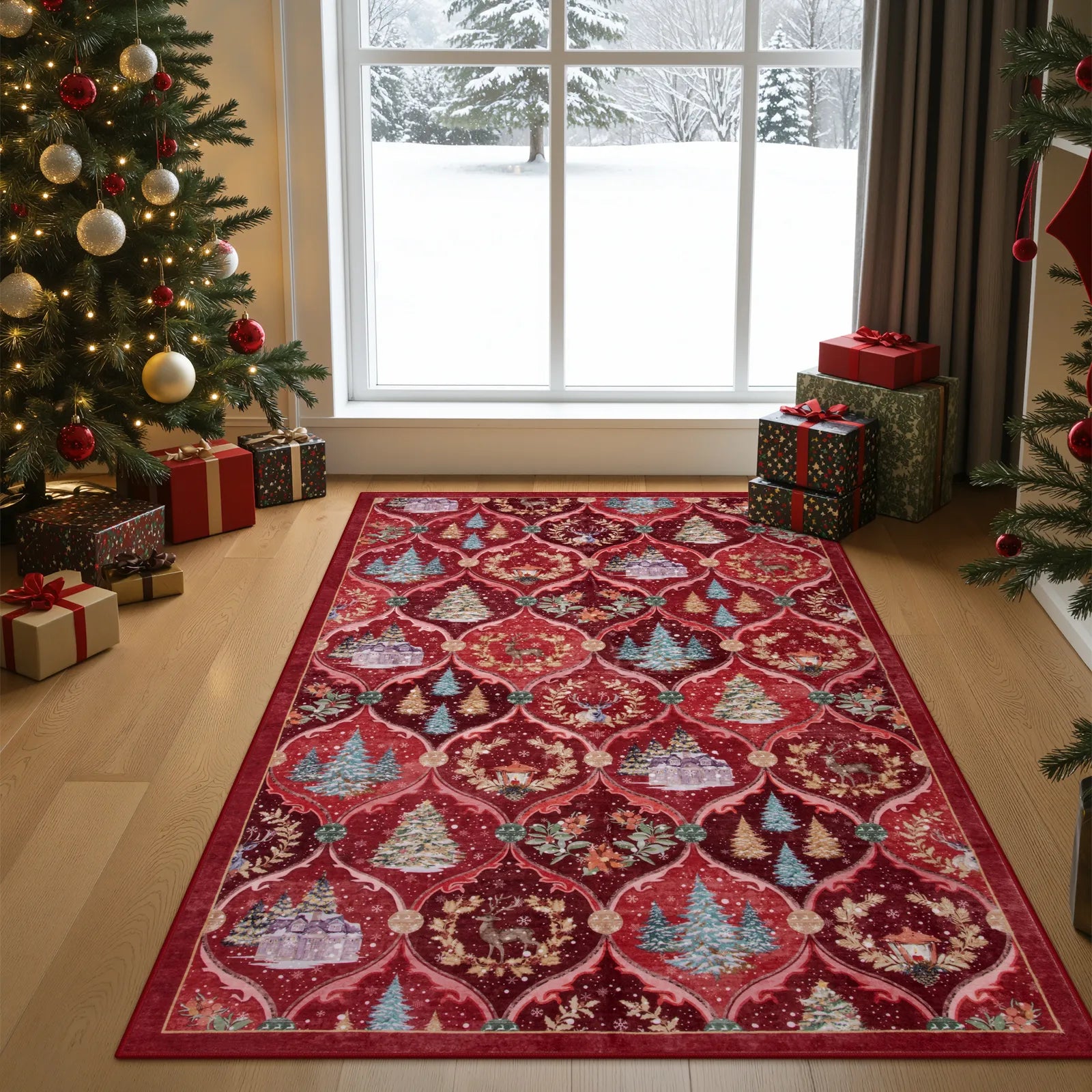 Pascal Christmas Washable World Moroccan Red Rug Area Rugs Lahome