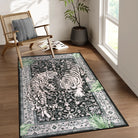 Rava Washable Wild Tiger Black Rug Area Rugs Lahome 3' x 5'