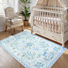 Rosabel Washable Floral Bows Blue Rug Area Rugs Lahome 3' x 5'