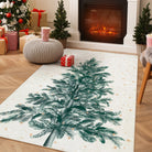 Velours Christmas Washable Tree and Snowflake Beige Rug Area Rugs Lahome 3' x 5'