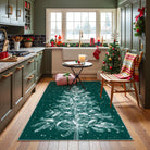Velours Christmas Washable Tree and Snowflake Green Rug Area Rugs Lahome