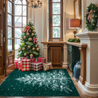 Velours Christmas Washable Tree and Snowflake Green Rug Area Rugs Lahome